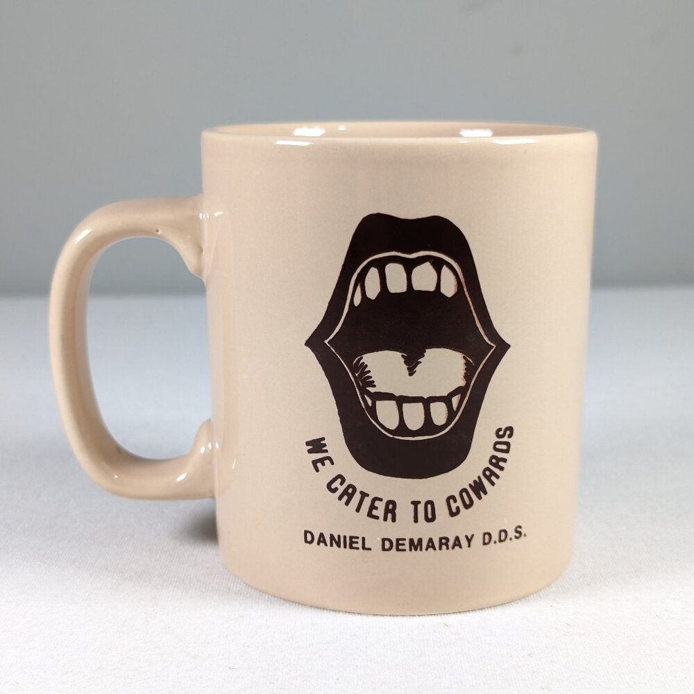 Vintage Kiln Craft mug Gentle Dentistry advertising mug we cater to cowards